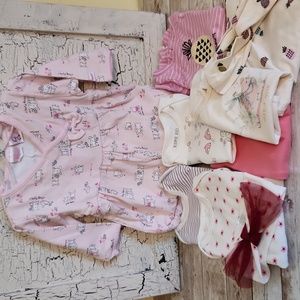 Cotton Knit 10 Piece Bundle Girl Size 3-6 Months